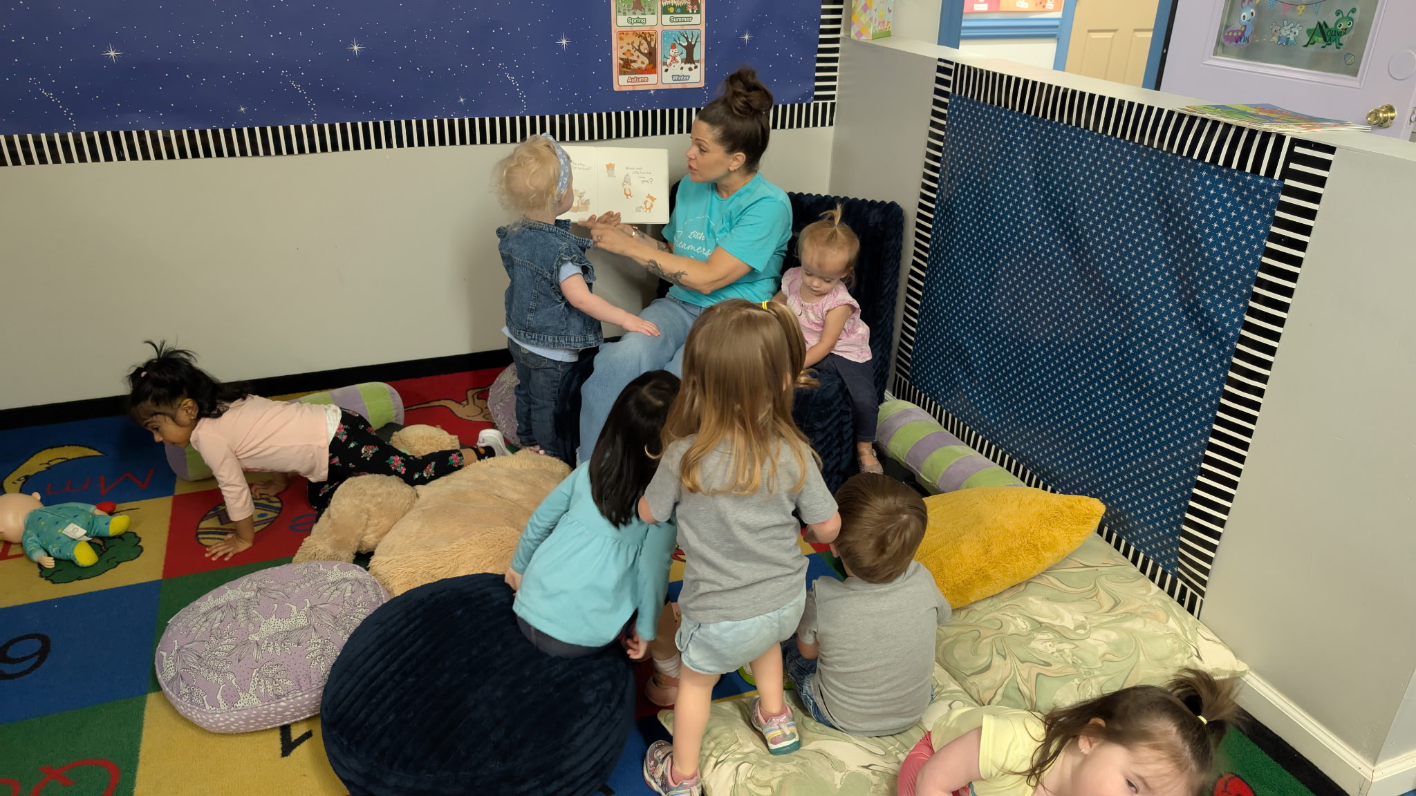 Preschool teacher reading